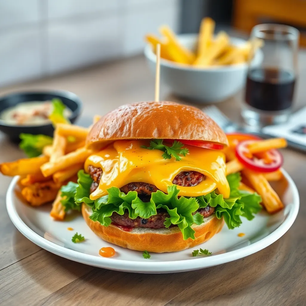 Recept - BURGER s bravčovým trhaným mäsom, hranolky, domáca pikantný dressing (list.šalát, rajčina, cheddar, červená cibuľa, majonéza)
