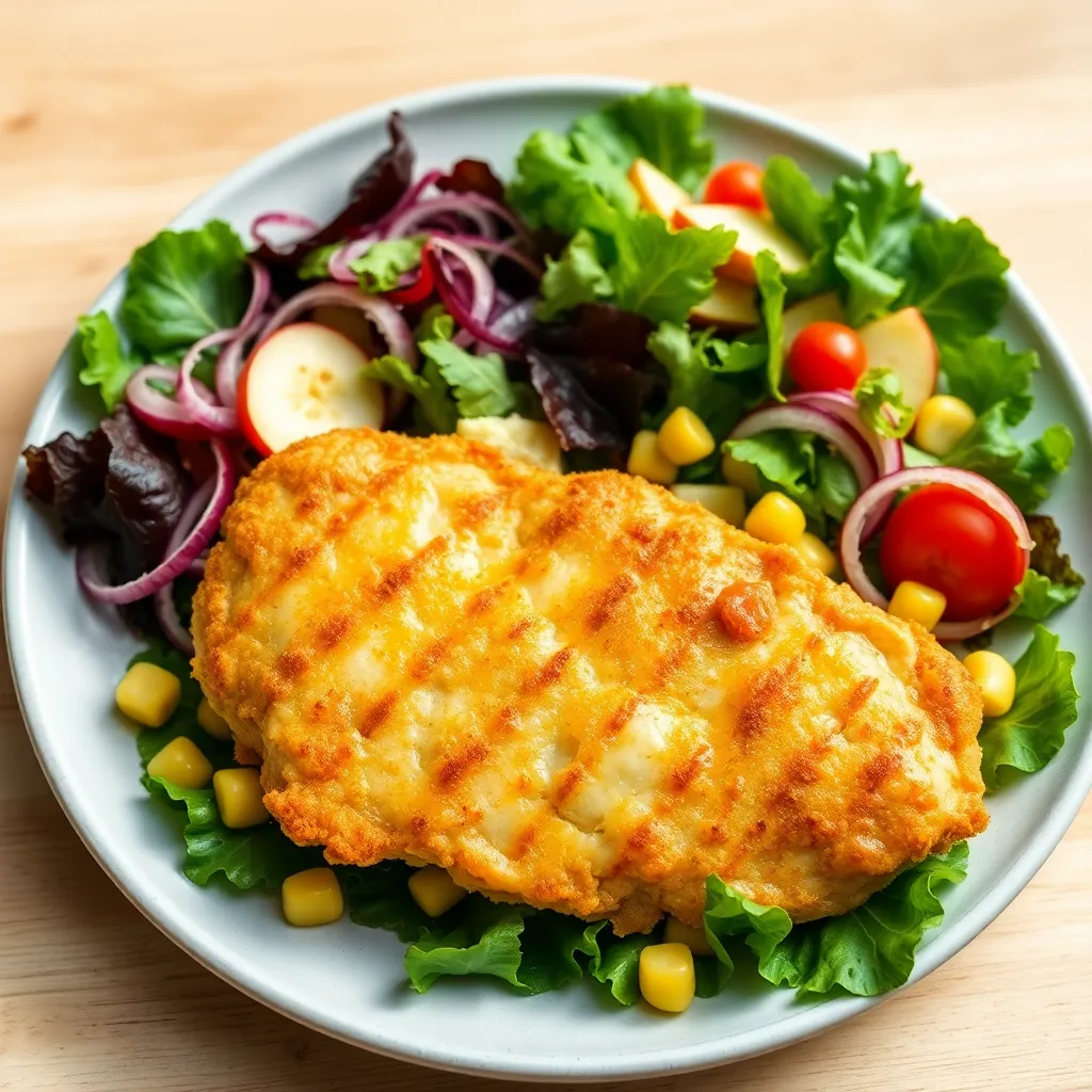 Recept - Kurací rezeň XXL v šunkovo syrovom cestíčku so zemiakovou kašou s maslom a šalátom z čínskej kapusty a kukurice