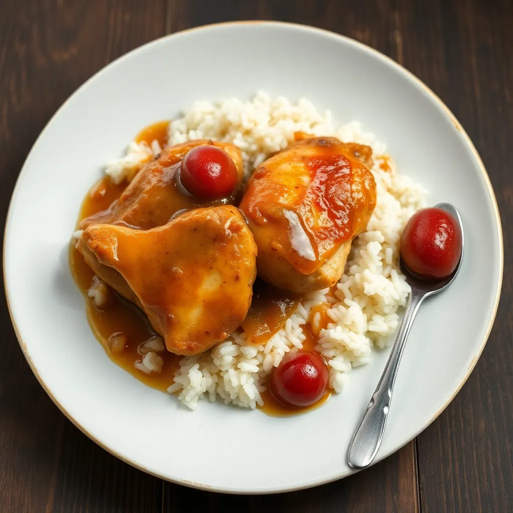 Recept - Kuracie stehná s ryžou, prírodnou šťavou a kompótom