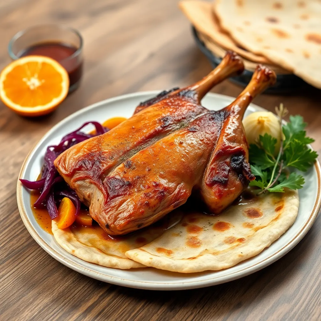 Recept - ¼ Pečenej kačice s červenou kapustou na pomaranči, domáca parená nedľa a lokša