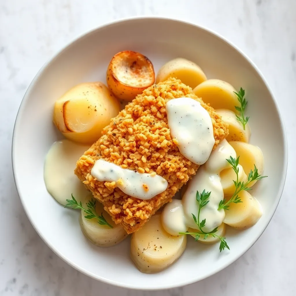Recept - Aljašská treska vyprážaná v japonskej Tempure a Panko strúhanke podávaná s varenými zemiakmi a citrónovo smotanovým dresingom