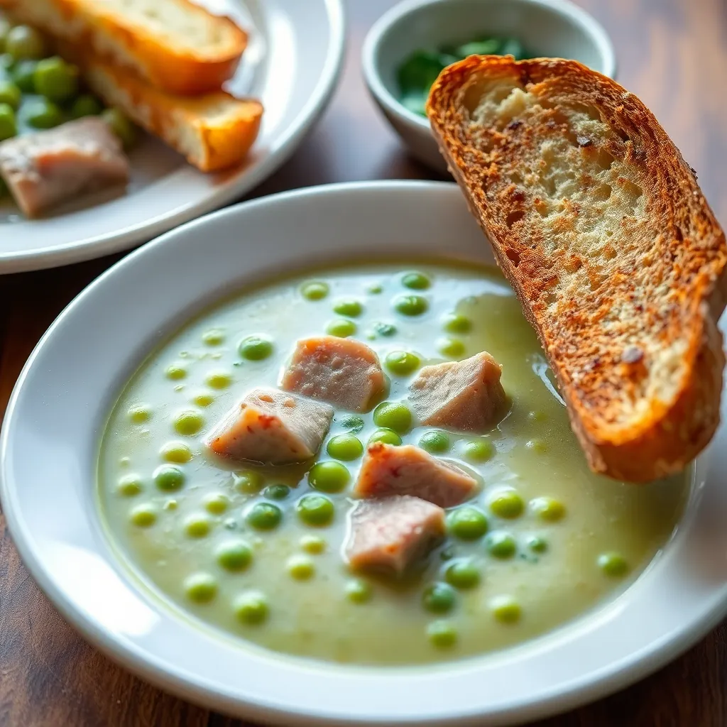 Recept - Hrachový krém s údeným mäsom a chlebom