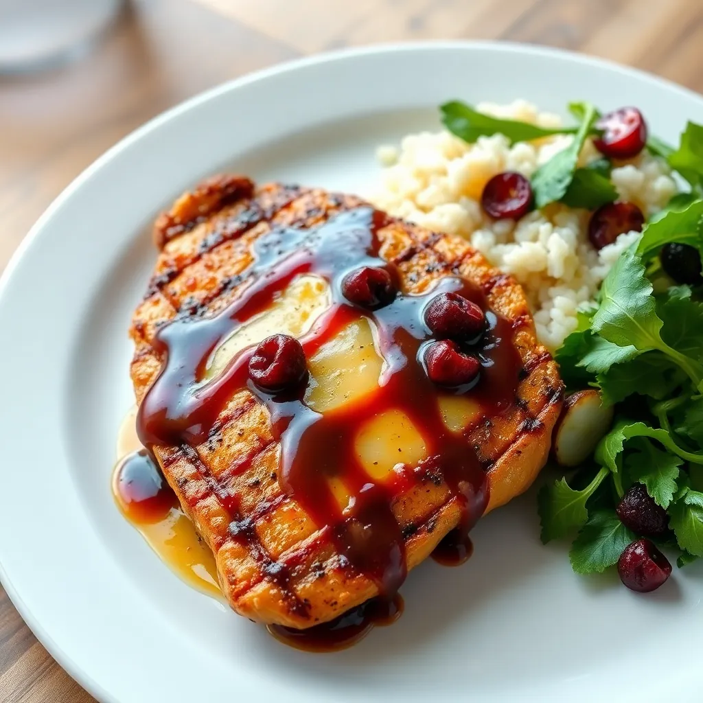Recept - Kurací steak s enciánom a brusnicami preliata údenou BBQ omáčkou podávané s jazmínovou ryžou, šalát
