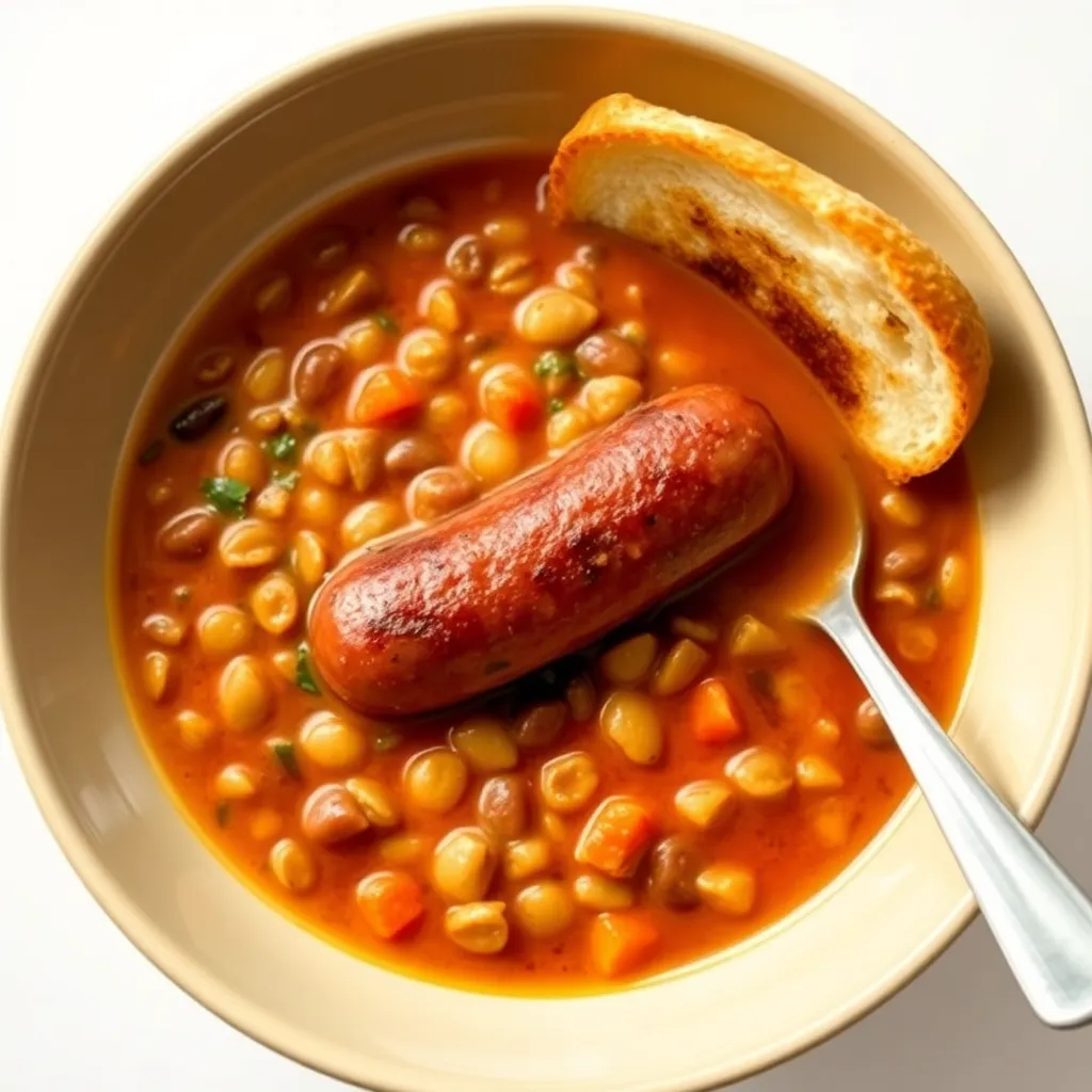 Recept - Šošovicová na kyslo s párkom a chlebom