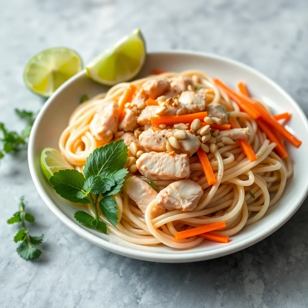 Recept - Udon rezance s kuracími prsiami, limetkou a arašidmi