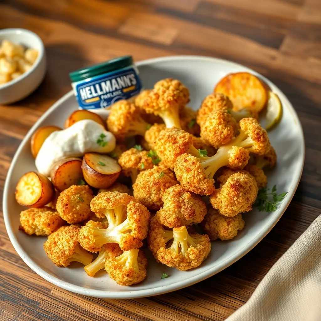 Recept - Vyprážaný baby karfiol v Panko strúhanke s opekanými zemiačikmi a Hellmann's majonézou
