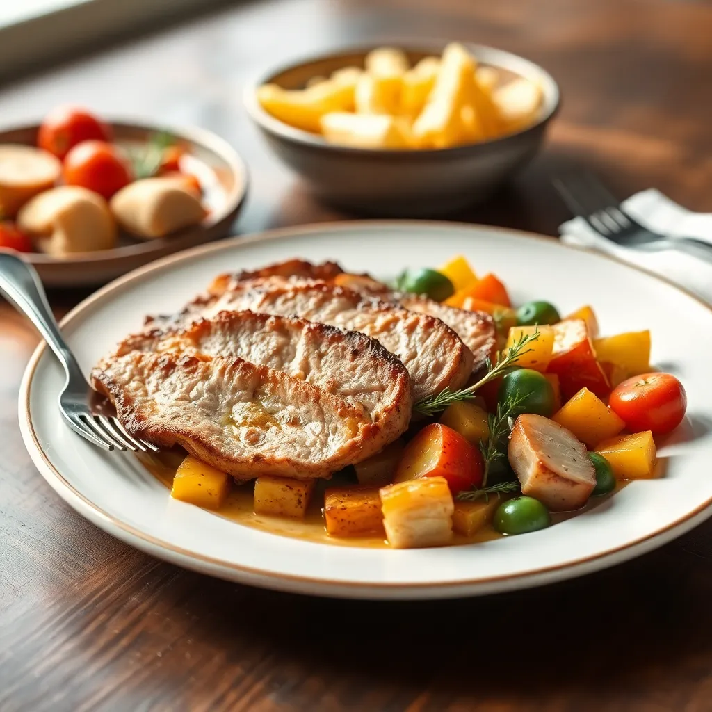Recept - Morčací steak, pečená zelenina, Krehký šťavnatý morčací steak s pestrou zeleninou pečenou na plechu. 150g/150g