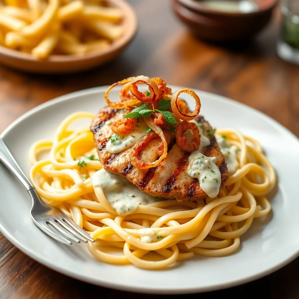 Recept - Nivové tagliatelle s kuracím steakom a viedenskou cibuľkou (1,3,7) 150g/150g