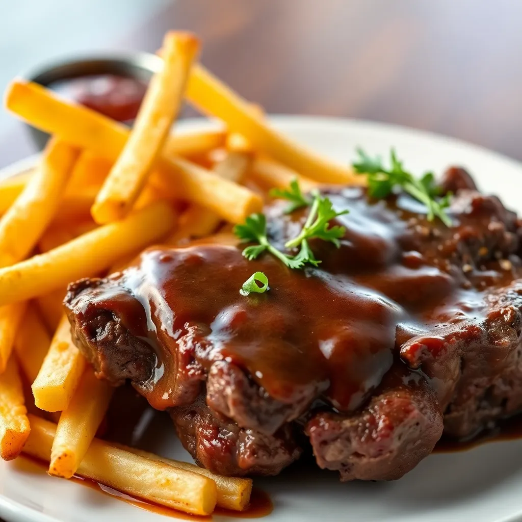 Recept - Domáci steak z falošnej sviečkovice s hranolkami a steakovou omáčkou