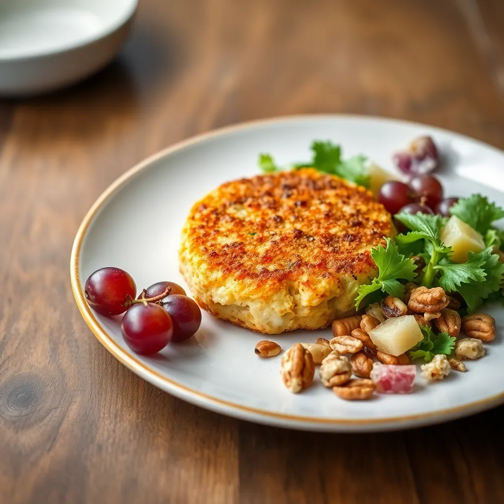 Recept - Vyprážaný hermelín v Panko strúhanke, s mix šalátom, hroznom a orechami (1,3,7,8) 250g